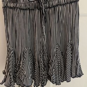 Black and white striped ruffle skirt